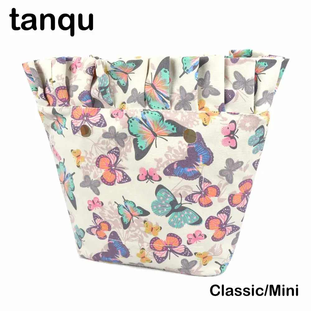 

tanqu New Classic Mini Colorful Zip-up Frill Pleat Ruffle Inner Lining Insert for Big Mini Obag Canvas Inner Pocket for O Bag