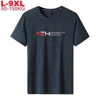 large size 6xl 7xl 8xl 9xl ice silk t shirt mens round neck loose summer t shirts men casual sporting quick dry tshirts male