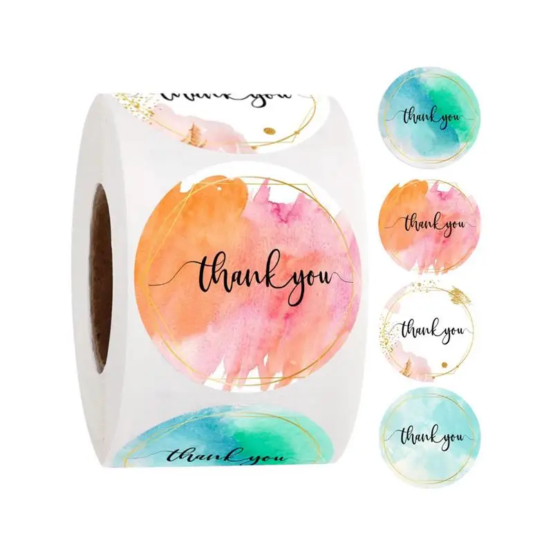 

500 PCS/Roll Thank You Stickers 1 Inch Round Colorful Seal Labels For Business Boutique Packages Envelope Seals Gifts