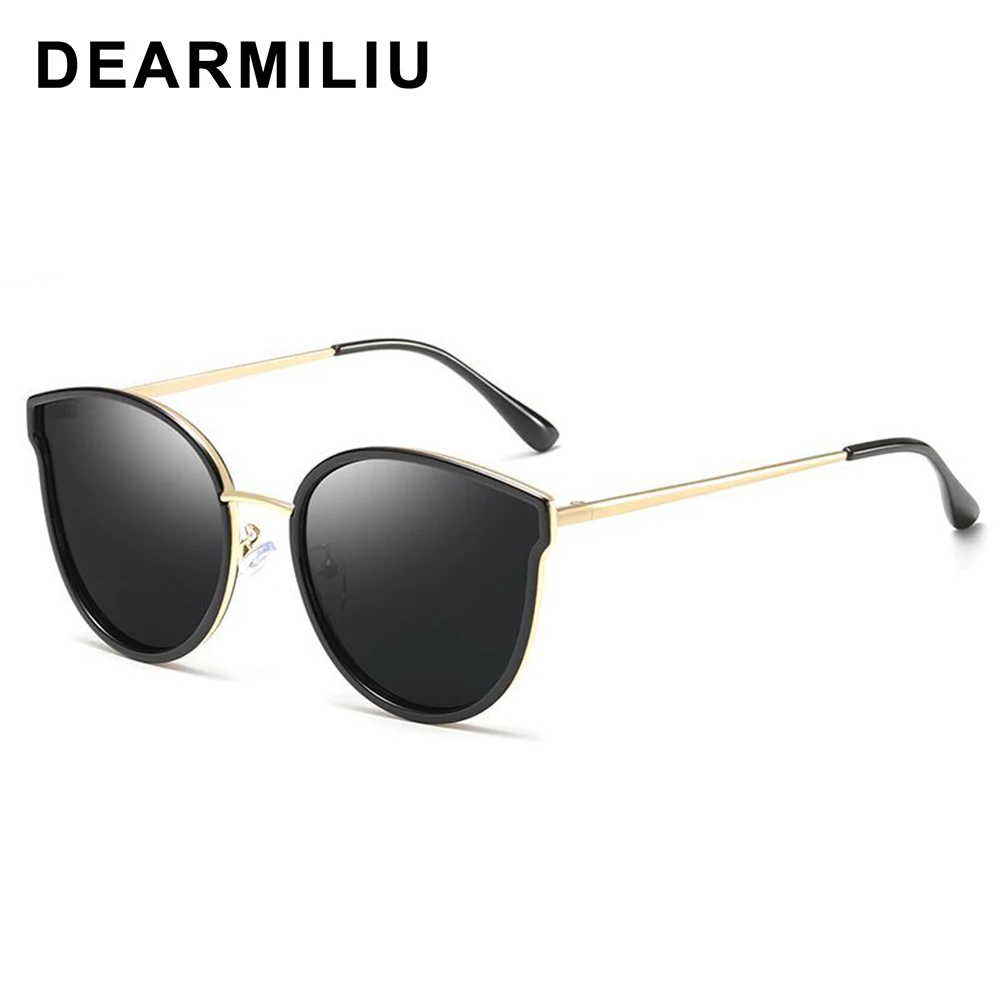 Женские поляризационные солнцезащитные очки DEARMILIU круглые кошачий глаз с