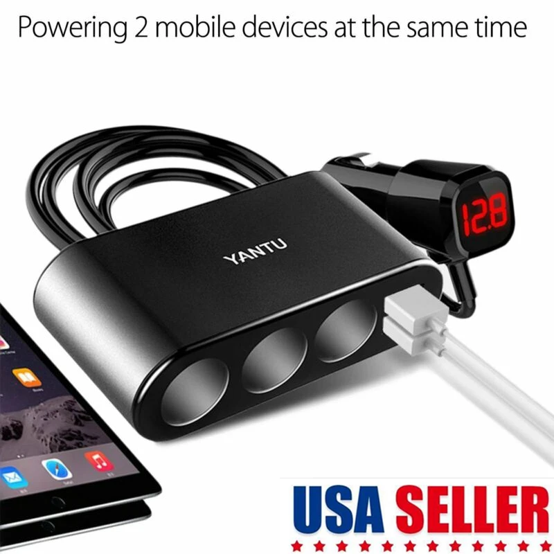 

12V-24V Car Cigarette Lighter Socket Splitter Plug USB Charger Adapter USB Car Charger For Mobile Phone 3 Way Socket Accessories