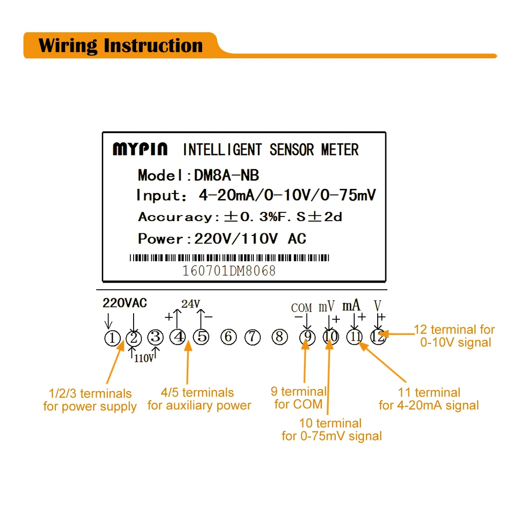 

MYPIN Digital Sensor Meter Multi-functional Intelligent LED Display 0-75mV/4-20mA/0-10V Input Pressure Transmitters