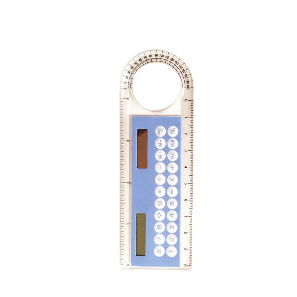 

Mini Ultra-thin Straight Ruler With Solar Calculator Office Student Multifunction Calculator Stationery Magnifier Supplie S A0C8
