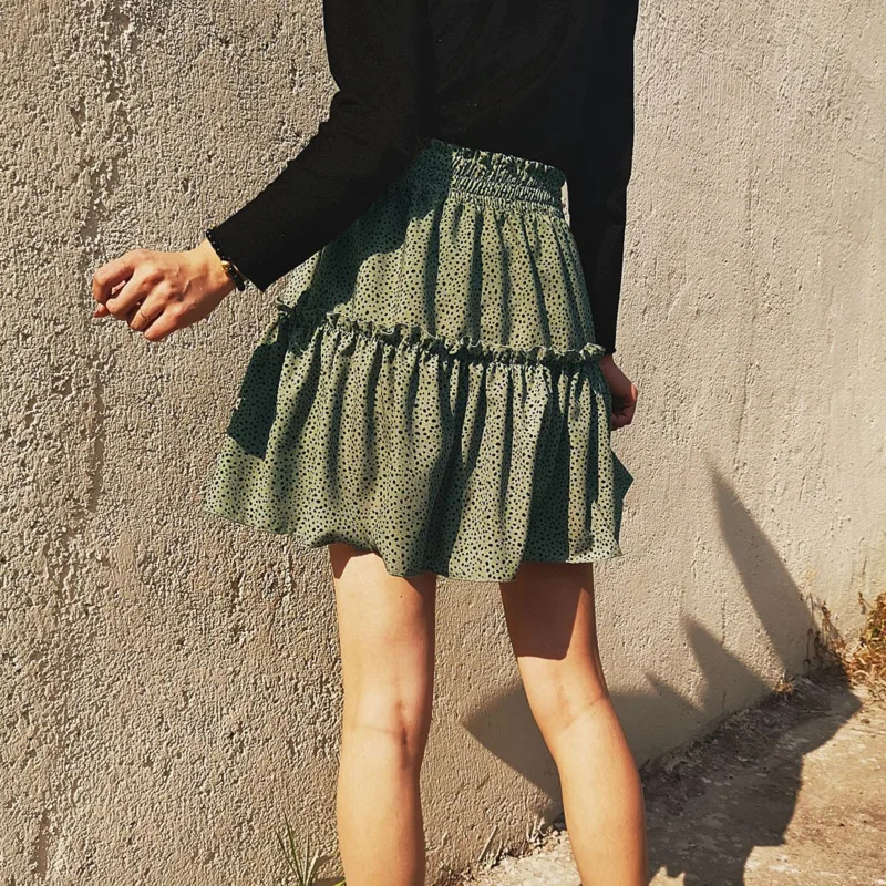 Юбка женская плиссированная в горошек элегантная розовая пляжная юбка-трапеция