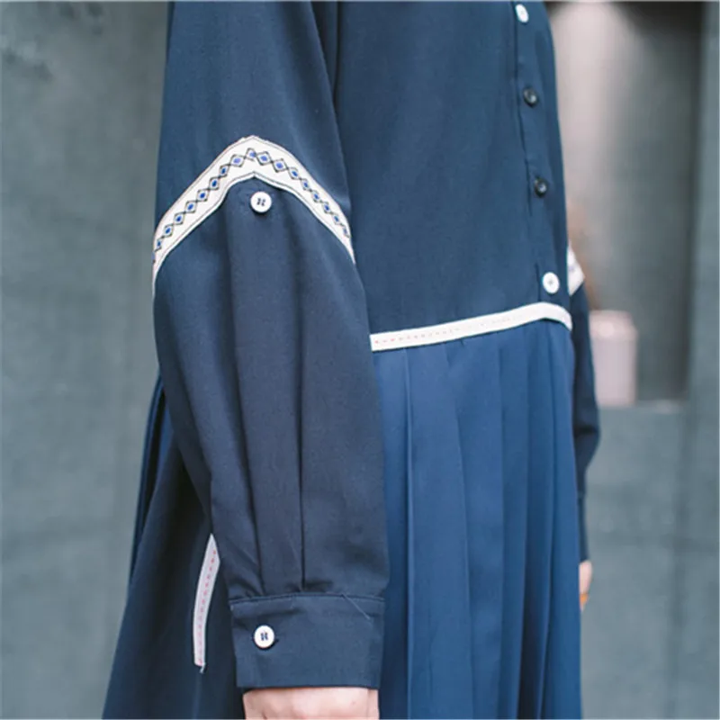 

Patchwork Shirt Dress Women Fashion Splice Button Long sleeve Pleated Dress 2020 New Spring Women's Loose Casual Dresses