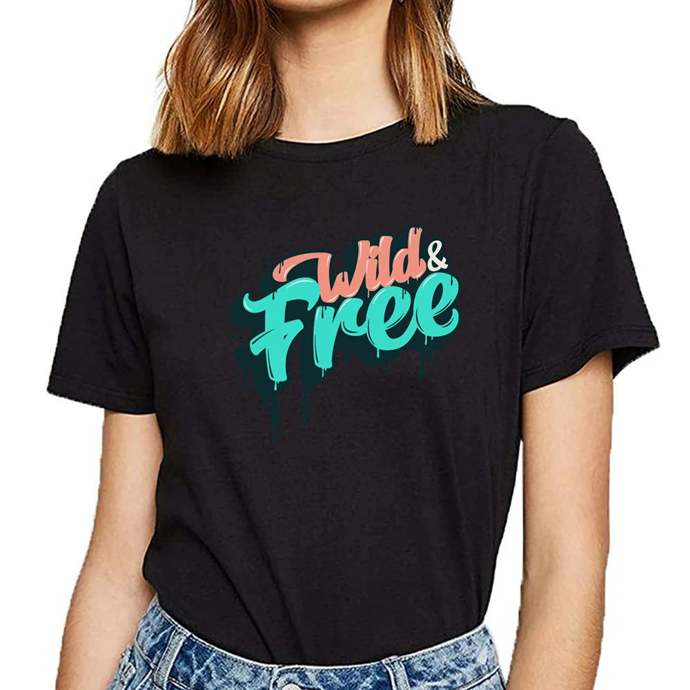 

Tops T Shirt Women wild free Vogue Vintage Cotton Female Tshirt