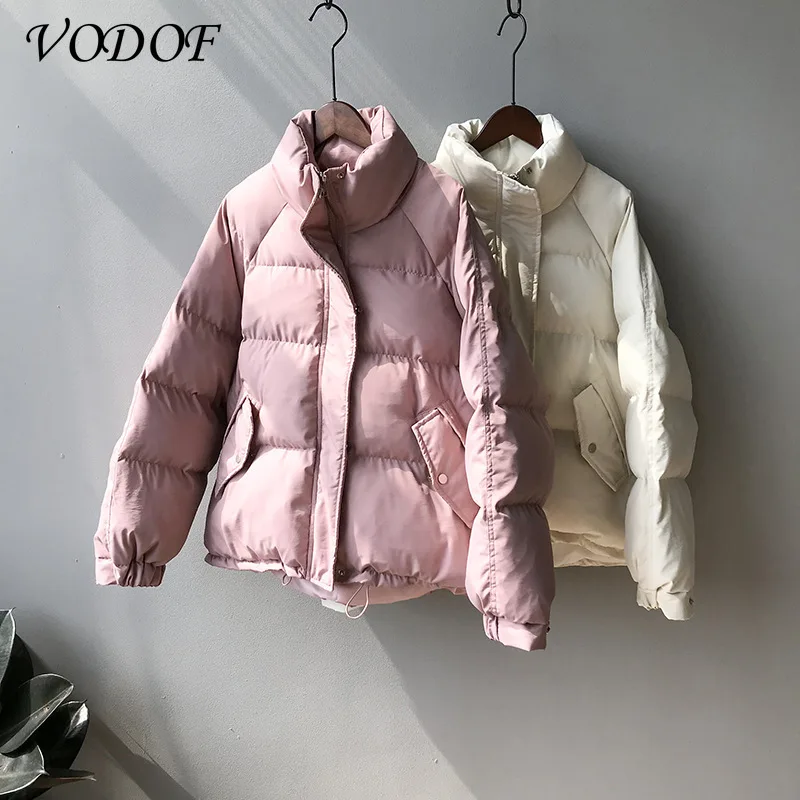 VODOF 2021 New Winter Jacket Parkas Women Cotton Jacket Hooded Parka Warm Female Cotton Padded Jacket