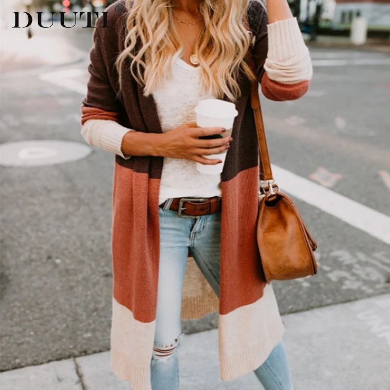 2019 осенние модные кардиганы Женский Радужный свитер полосатая одежда в стиле