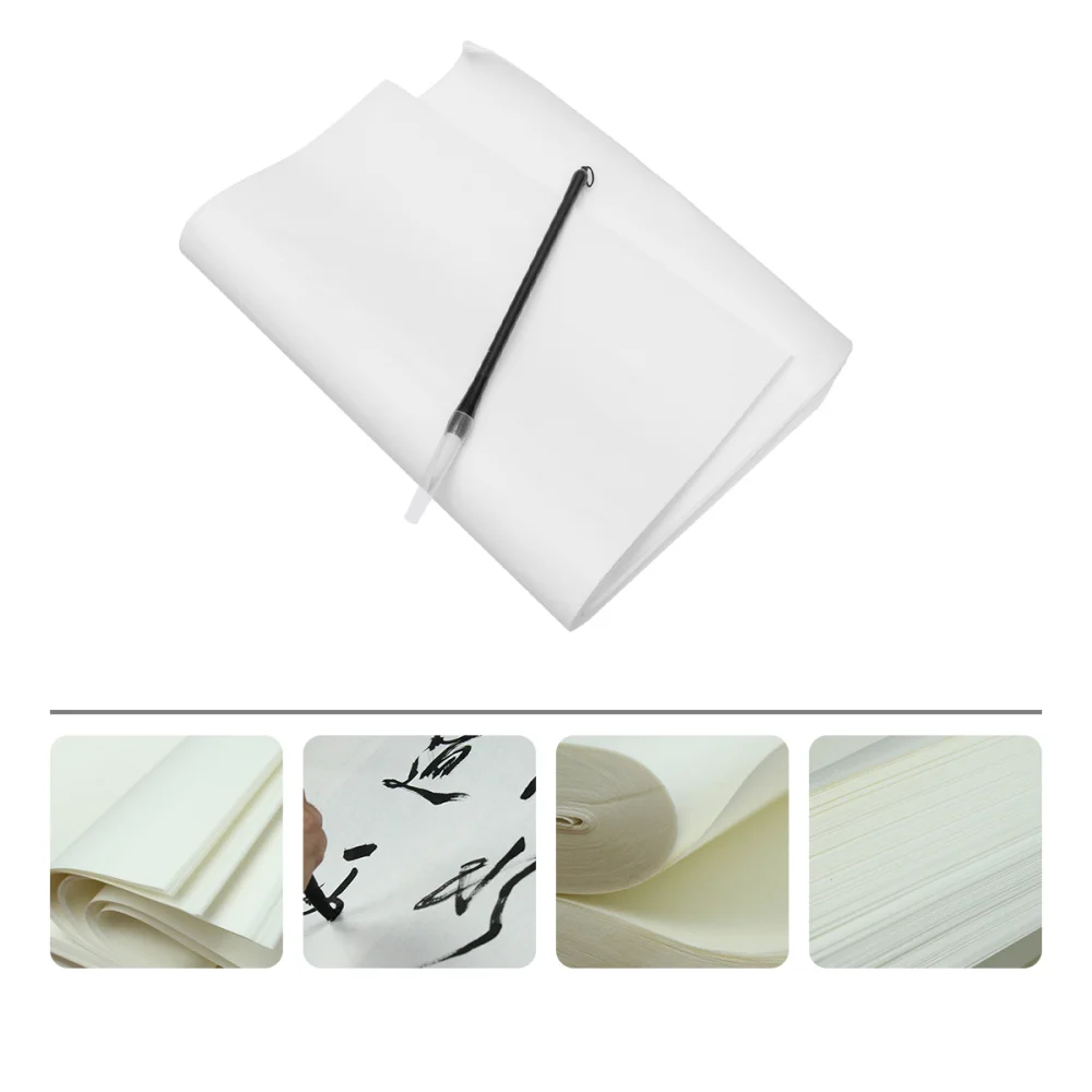 

100 Pcs Chinese Calligraphy Paper Chinese Ink Painting Drawing Paper Practice Chinese Art Paper with Calligraphy Painting Brush