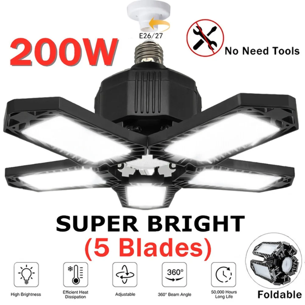 

Foldable LED Garage Lights E27 Deformable Led Garage Lights Ceiling Lights Bulb Cold White LED Industrial Foldable Light