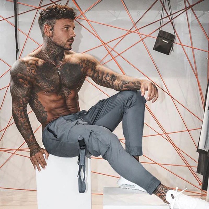 2021 joggersy Hip hopowe męskie wstążki Cargo spodnie kieszenie Track Tactical Casual Techwear męskie spodnie dresowe Sport Streetwear