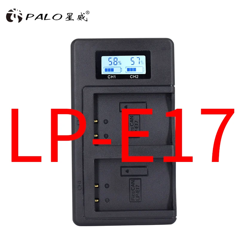 LP-E17 PALO цифровой Зарядное устройство LP-E6 LP-E8 LP-E17 NP-FW50 EN-EL15 EL15 ЖК-дисплей дисплей поставляется с USB Камера батарея двойной слот Зарядное устройство - Цвет: LP-E17