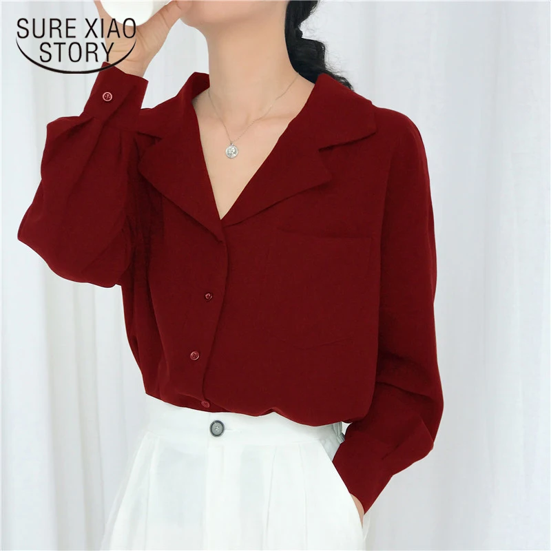 

Spring Autumn Ladies Tops Blusas Mujer De Moda 2021 Women Chiffon Shirts Long Sleeve OL Style Womens Tops and Blouses 6076 50