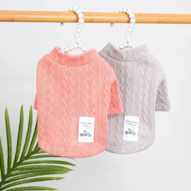 Classic Solid Puppy Dog Sweater Spring Clothes for Small Dogs Cats Puppy Costume Chihuahua Shirt Knitting Crochet Cloth Jersey