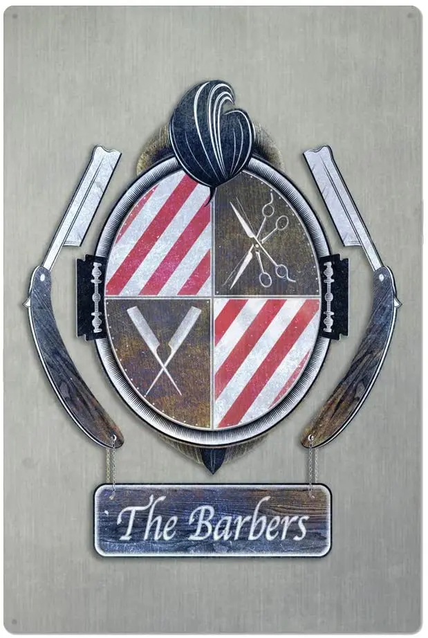 

Original Retro Design Barbershop Tin Metal Signs Wall Art, Thick Tinplate Print Poster Wall Decoration