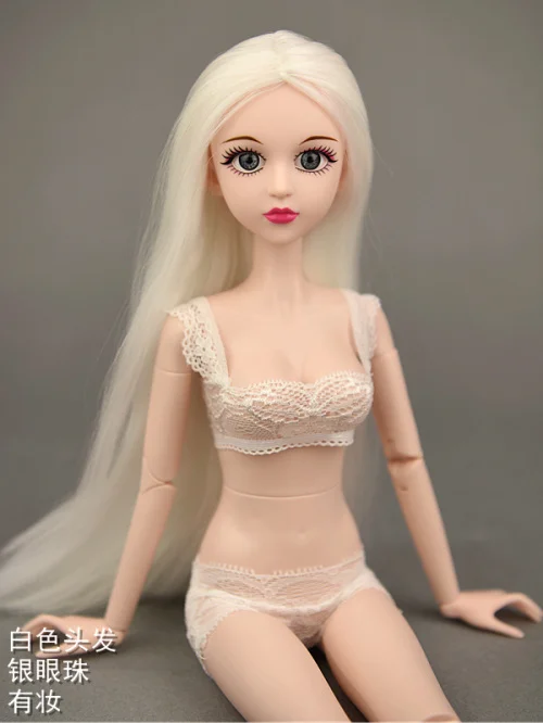 3D реальные глаза Обнаженная 1/4 BJD кукла Синьи/45 см Оригинальная кукла тела с двойным коленом локтевого сустава/для косплея DIY куклы игрушки - Цвет: white hair makeup