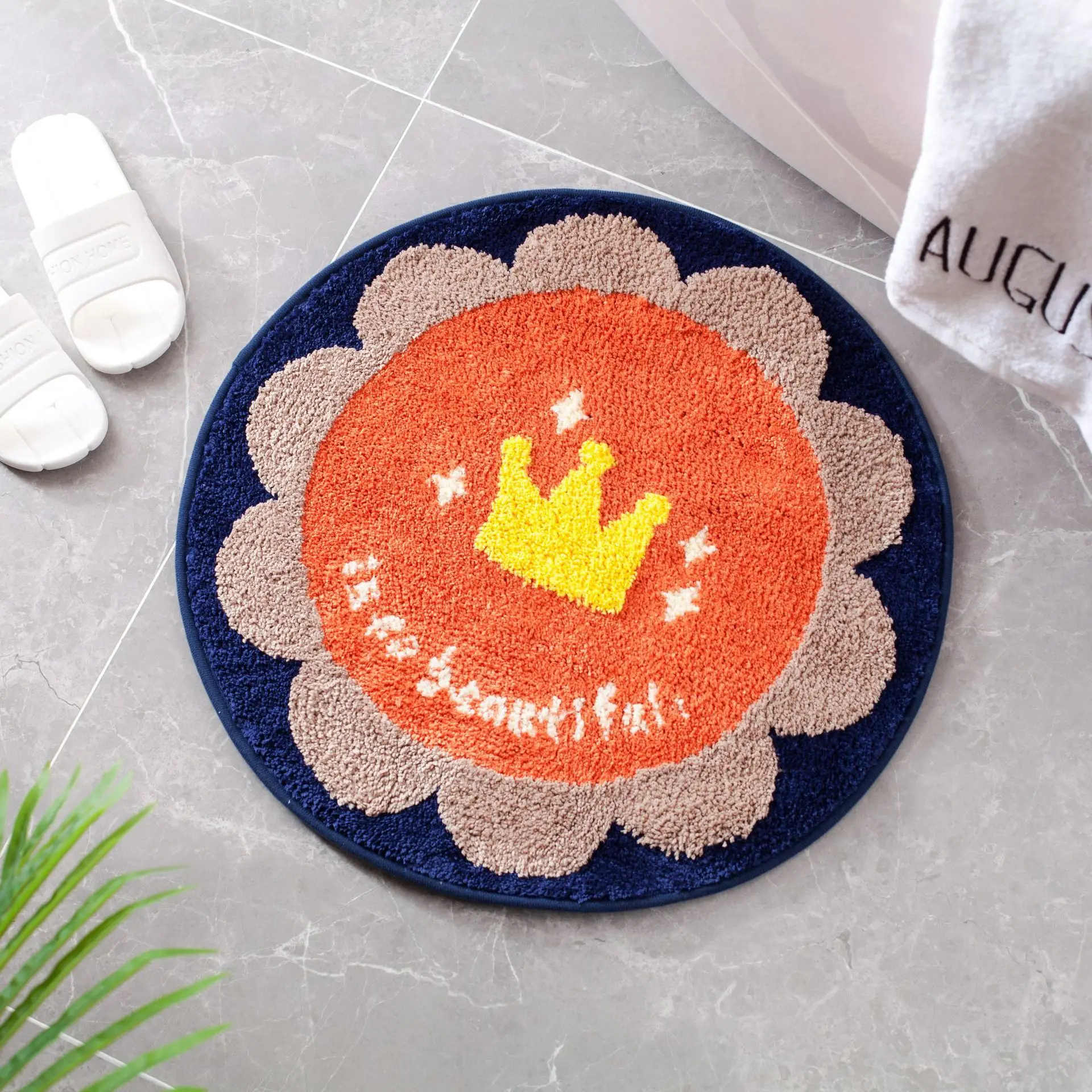 Флокирующий домашний круглый ковер для гостиной спальни прикроватный йоги