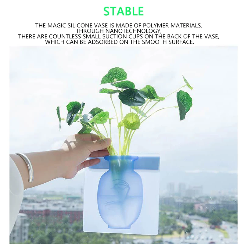 Силиконовая клейкая ваза настенный цветочный горшок волшебный цветок контейнер