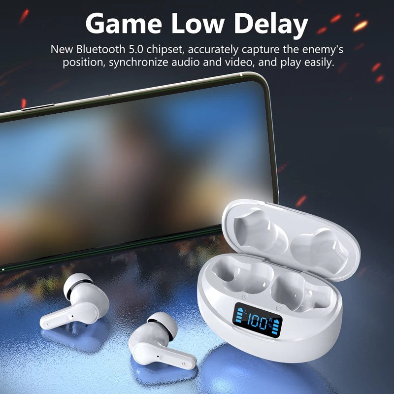

Wireless Earbuds 5.0 Headphones Digital Display Private Mode Tws Stereo Sound Bluetooth Headset In Ear Sport Earphone