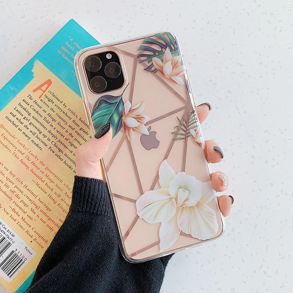 h LOVECOM листья и ананас Прозрачный чехол для телефона для iPhone 11 Pro Max XR XS Max 7 8 Plus X Прозрачная мягкая Гальваническая задняя крышка - Цвет: h