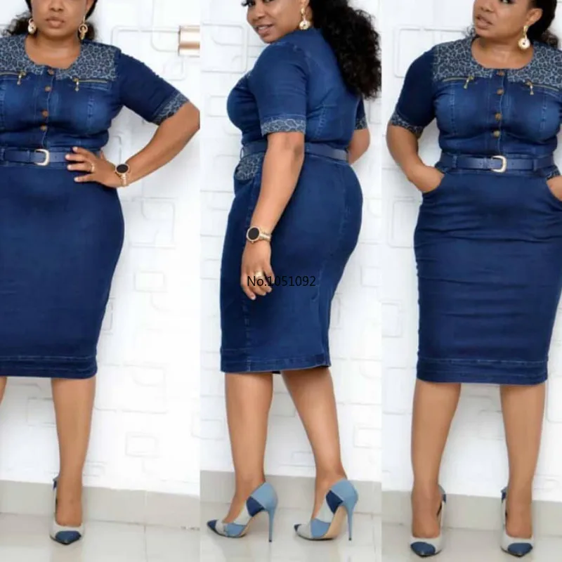 Женское джинсовое платье для офиса большие размеры платья из джинсовой ткани с