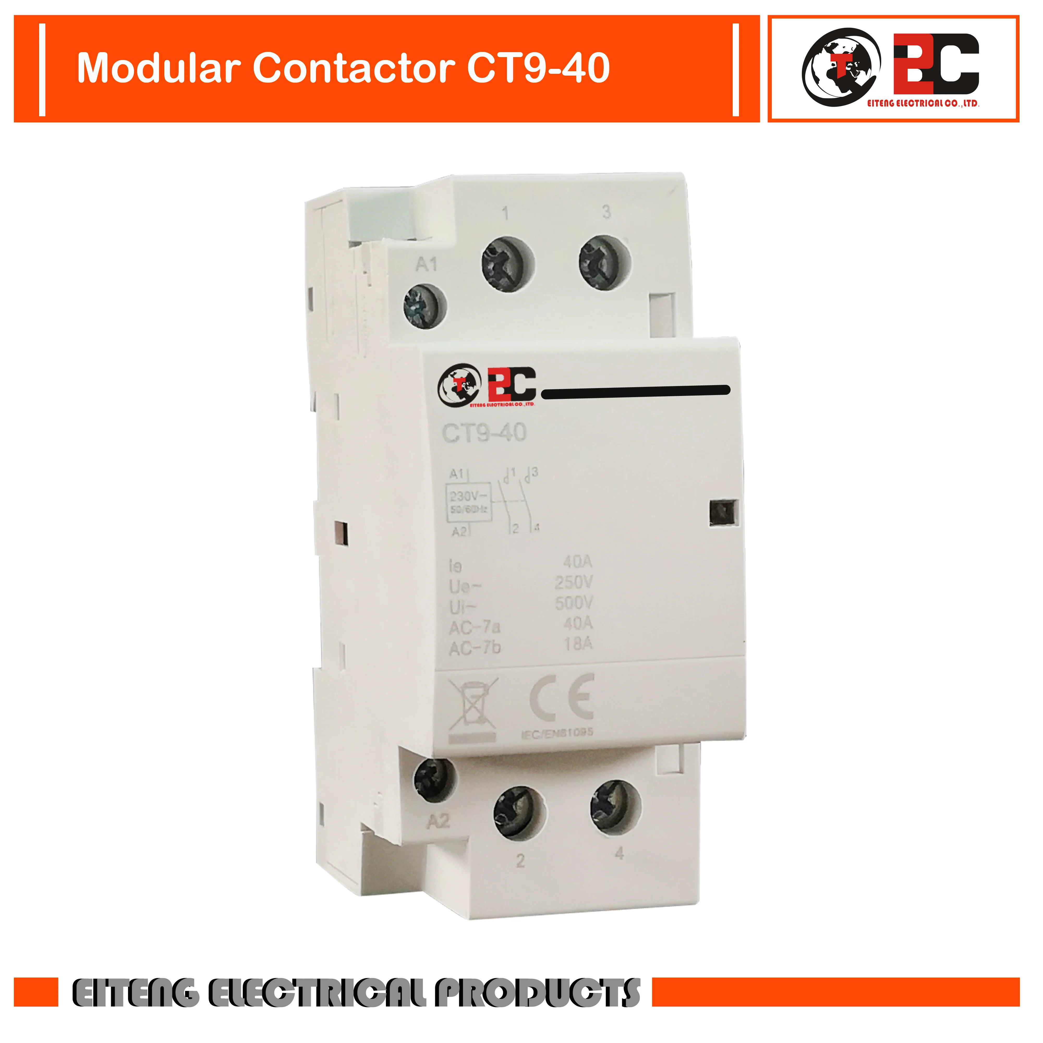CT9-40 2P 40A 110V ~ 230V 50/60HZ модульный контактор стандартная направляющая установка