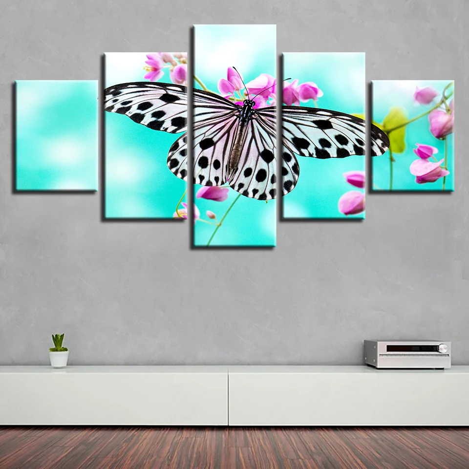 Плакат с цветами розовый красный жёлтый белый фиолетовый синий черный стены 5