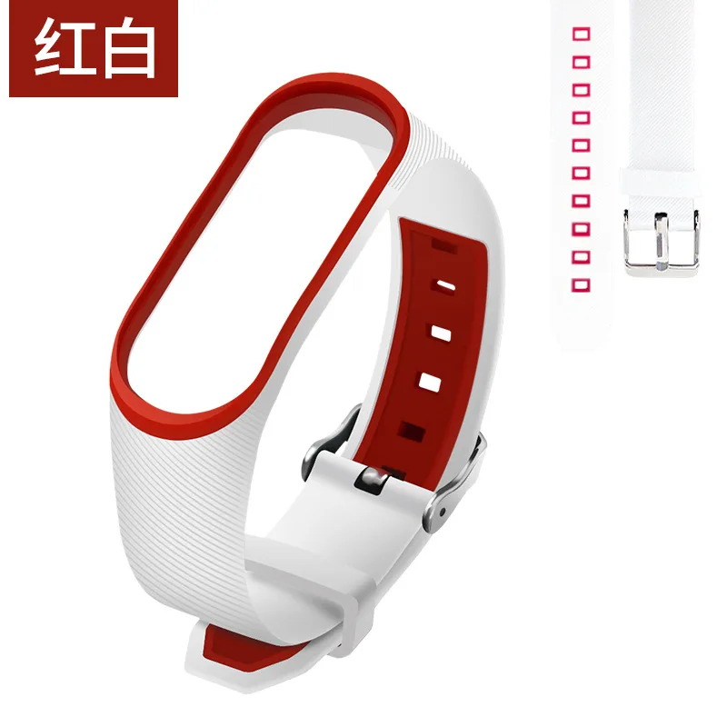 Мягкий mi Band 3 4 ремешок на запястье для Xiaomi mi band 3 4 силиконовый mi band 3 4 аксессуары pulsera correa mi 3 замена - Цвет ремешка: white red