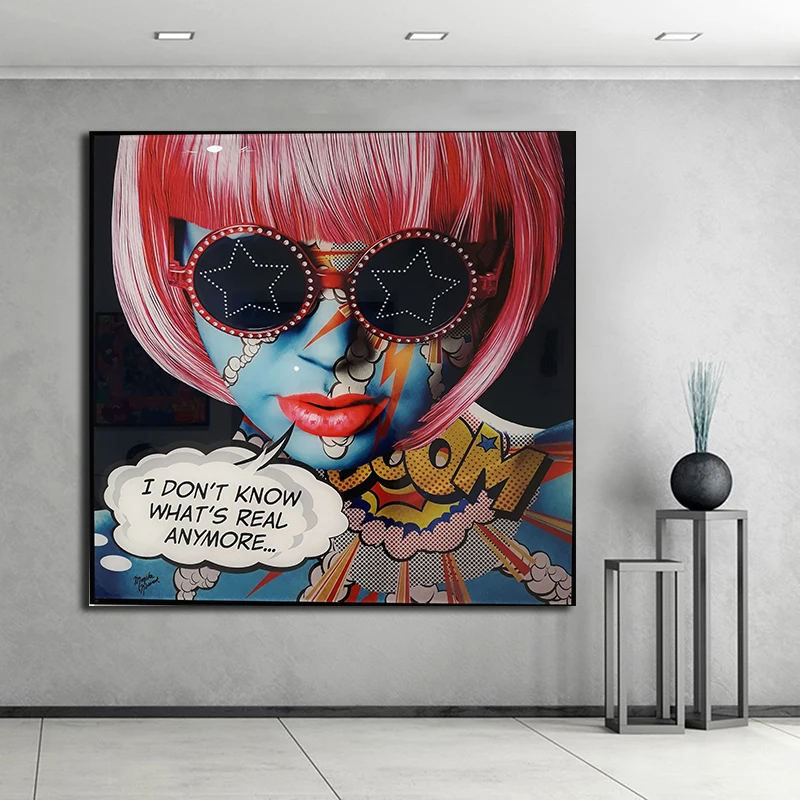 Граффити Девушка лицо холст картина постеры и печать креативные картины