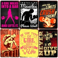 gym vintage metal tin sign dont give up exercise retro poster fighting spirit plaque wall decoration for gym bar pub club n384
