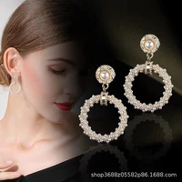pearl earrings fashion all match palace retro circle pearl earrings earrings for women jewelry earings fashion jewelry 2020
