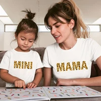 2021 fashion mama and mini leopard print family matching t shirt family look t shirts woman girls mother and daughter clothes