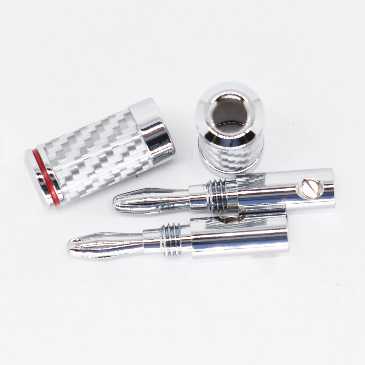 8pcs Rhodium 4mm Banana Plug Male Speaker Audio Connector Carbon Fiber Tube | Электроника