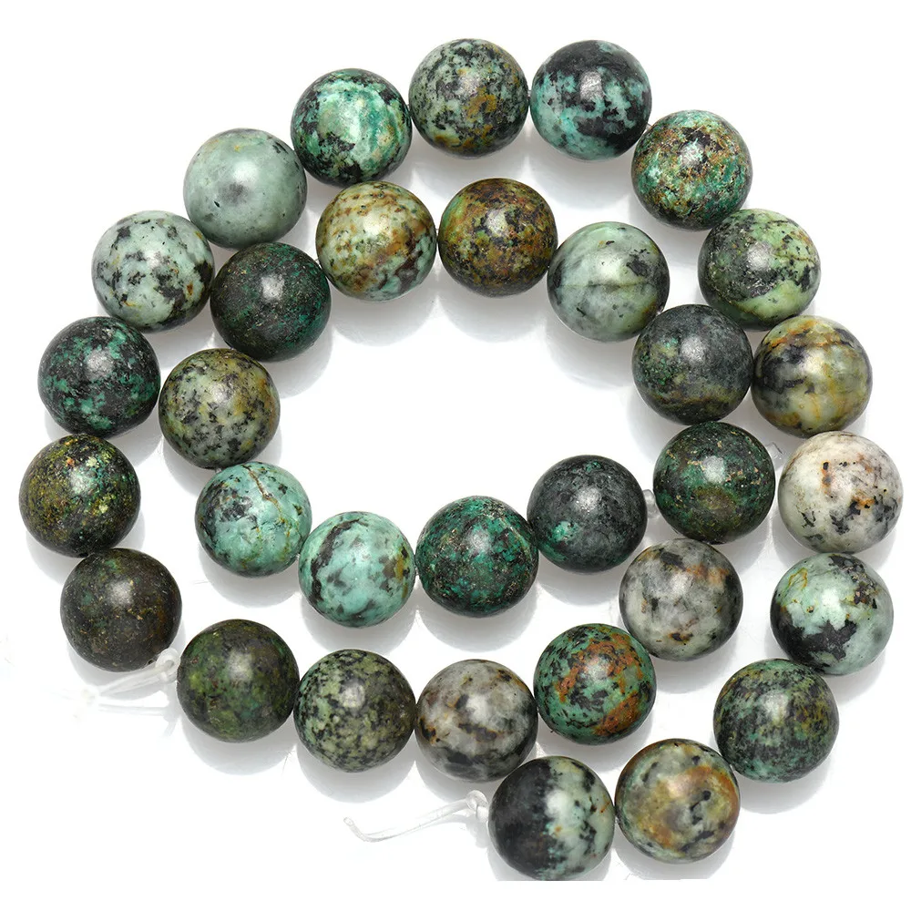 Натуральные африканские бирюзовые бусины круглые россыпью из камня для