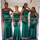 Стильные изумрудно-зеленые платья подружек невесты Русалка Длинные на тонких бретелях африканские женщины настраиваемое платье для вечеривечерние горничная честь