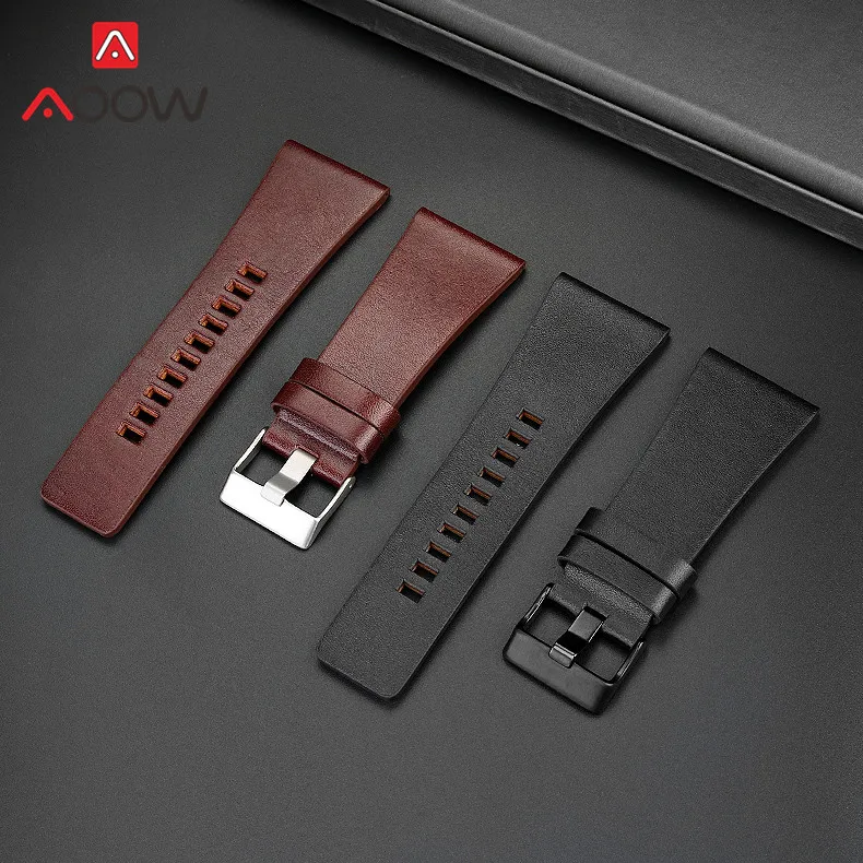 Ремешок из натуральной кожи для мужчин сменный Браслет с пряжкой нержавеющей