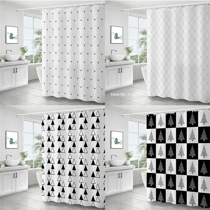 

Simple Japanese Geometric Lines Bathroom Partition Shower Curtain 3D Digital Printing Bathroom Decoration Shower Curtain