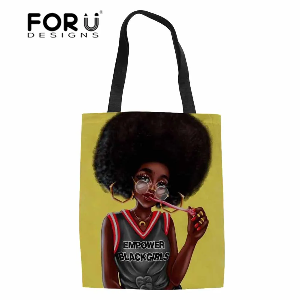 

FORUDESIGN женская сумка для покупок, черная искусственная африканская сумка для книг для девушек, женская льняная пляжная сумка для женщин, сум...