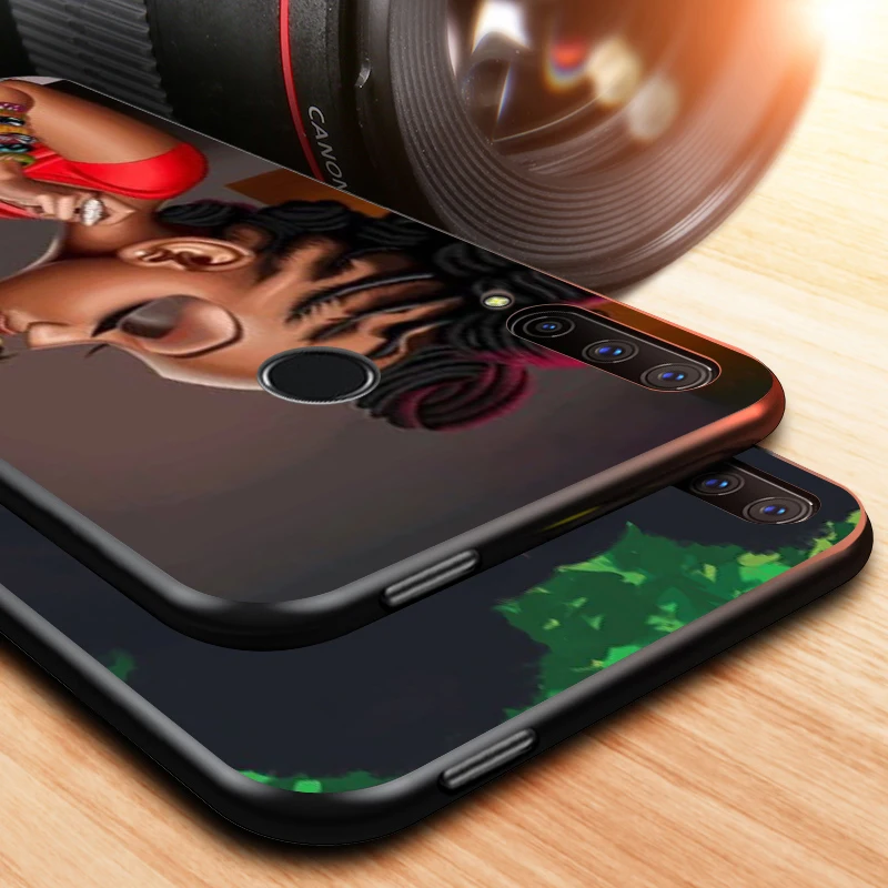 

Black Soft TPU Cover Afro Girls Art for Honor 9X 9 Lite 8S 8C 8X 8A 8 2019 2020 7A 7S 7C Pro Phone Case