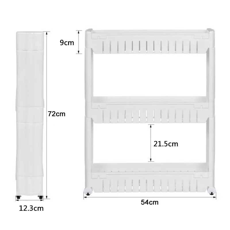 3 Layer Plastic Shelf Cart Kitchen Storage Rack Slim Slide Tower Movable Bathroom Wheels Organizer HWC | Строительство и ремонт