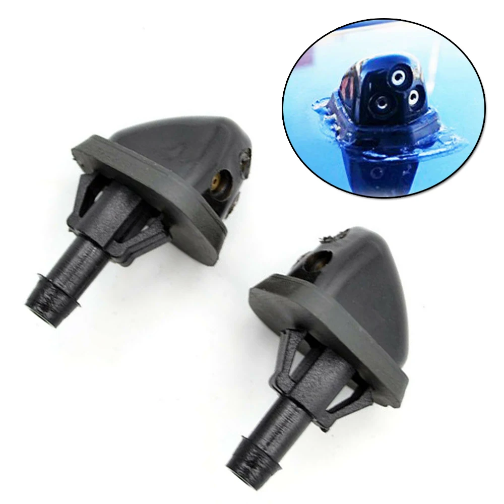 

Black Water Spray Jet Nozzles Window Washer 2Pcs/kit ABS Plastic Replacement Useful