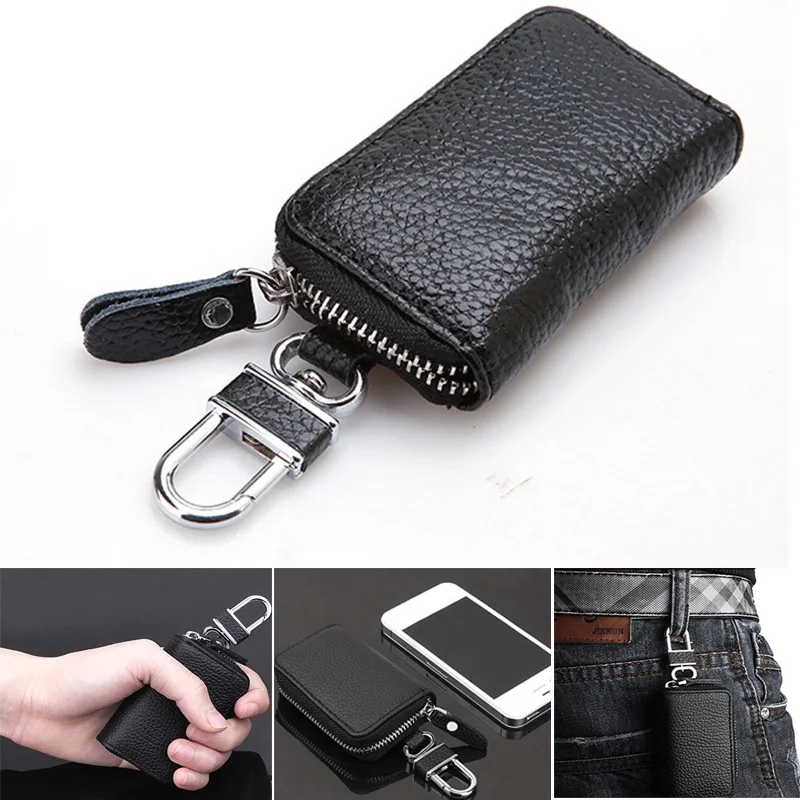 

Leather Keychain Men Women Key Holder Organizer Pouch Cow Split Car Key Bag Wallet Housekeeper Key Case Mini Card Bag