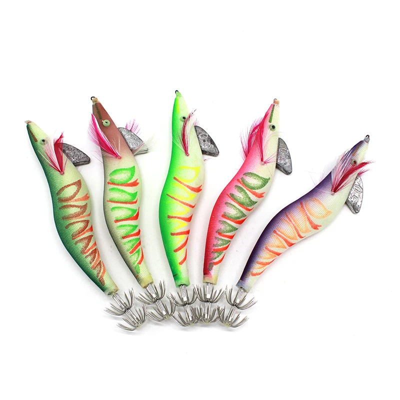 5pcs/lot Gorgons Saltwater Fishing Tackle 19cm/43g Squid Jig Octopus Hook Artificial Shrimp Lure for Cuttlefish 5.0# jig | Спорт и