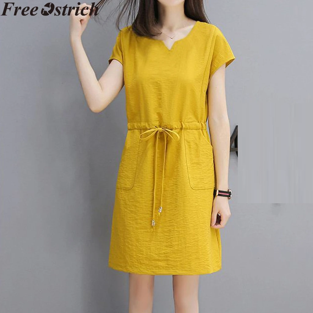 Элегантное повседневное платье женское с коротким рукавом в горошек v образным