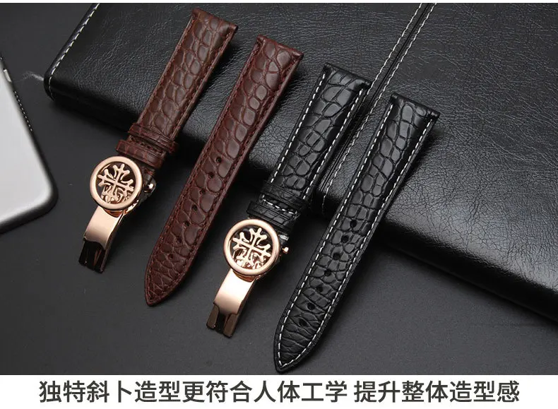 

Alligator leather watch strap adapted to Baida watch strap leather strap 22 21mm men's leather watch chain accessories