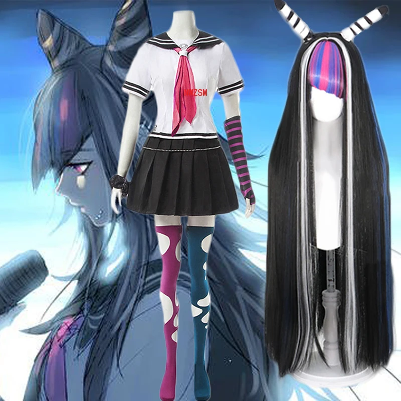 

Аниме Danganronpa Косплей Ибуки миоды костюм парик школьная форма для девочек юбка набор Dangan Ronpa костюмы на Хэллоуин для женщин