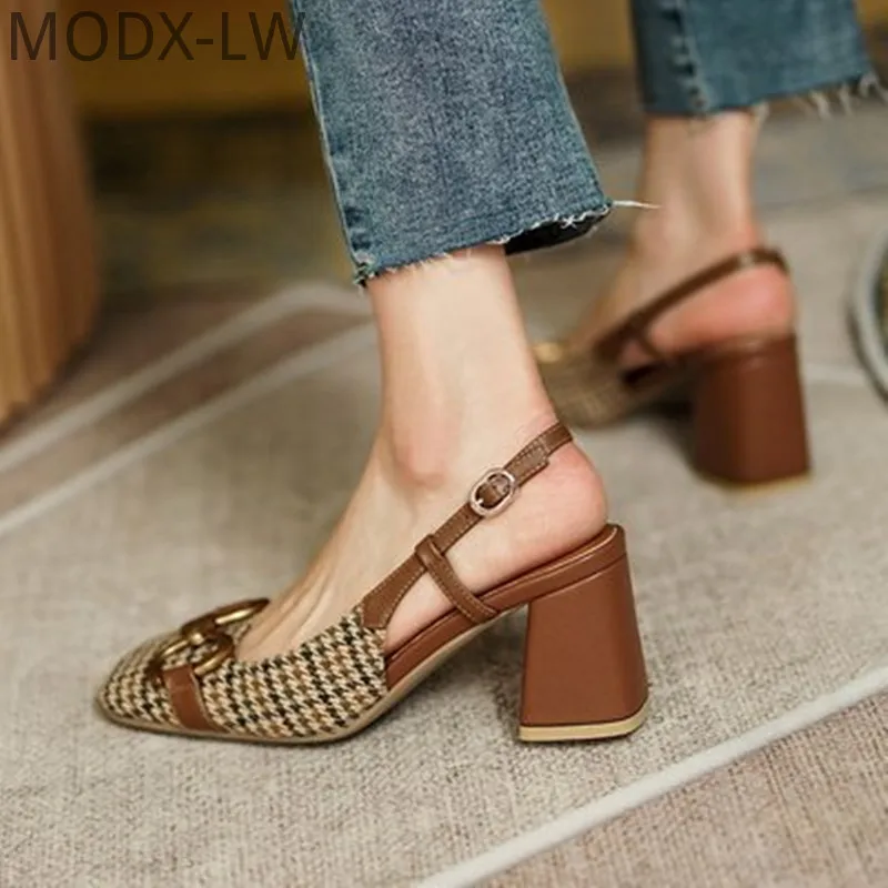 

Women's Sandals 2021 Chains Accessories Slogan Vintage Women's Slap with Heel Sandals Fashion Boot Comfortable Women's Shoes