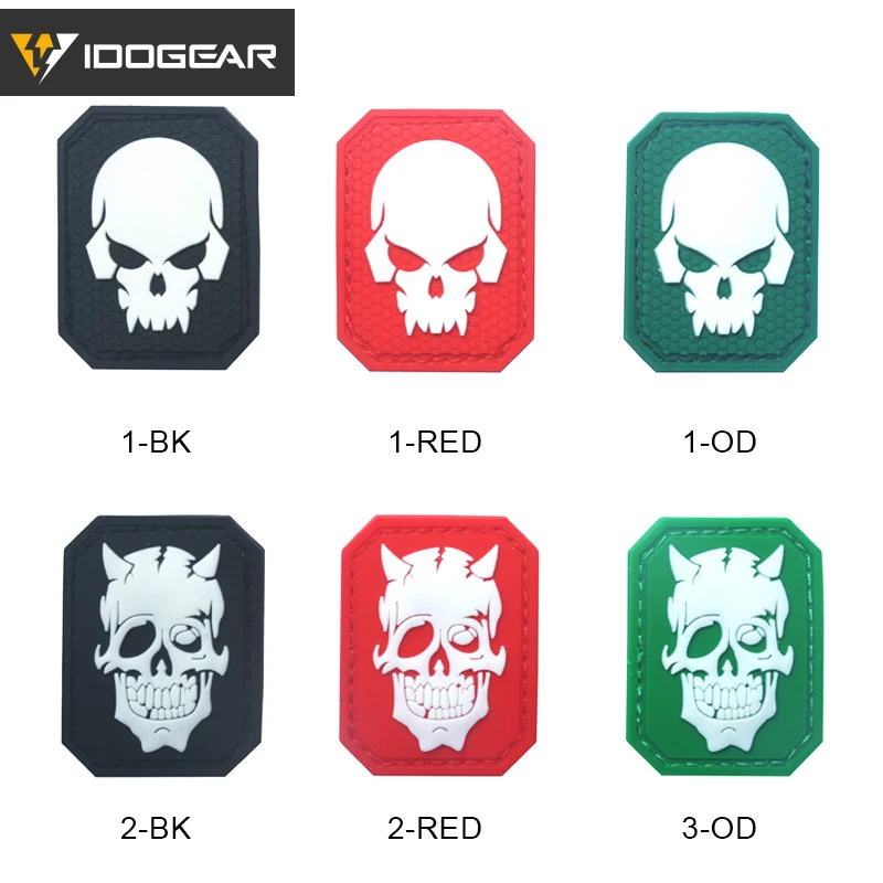 IDO GEAR люминесцентный ПВХ череп боевой патч значки военный страйкбол тактическое
