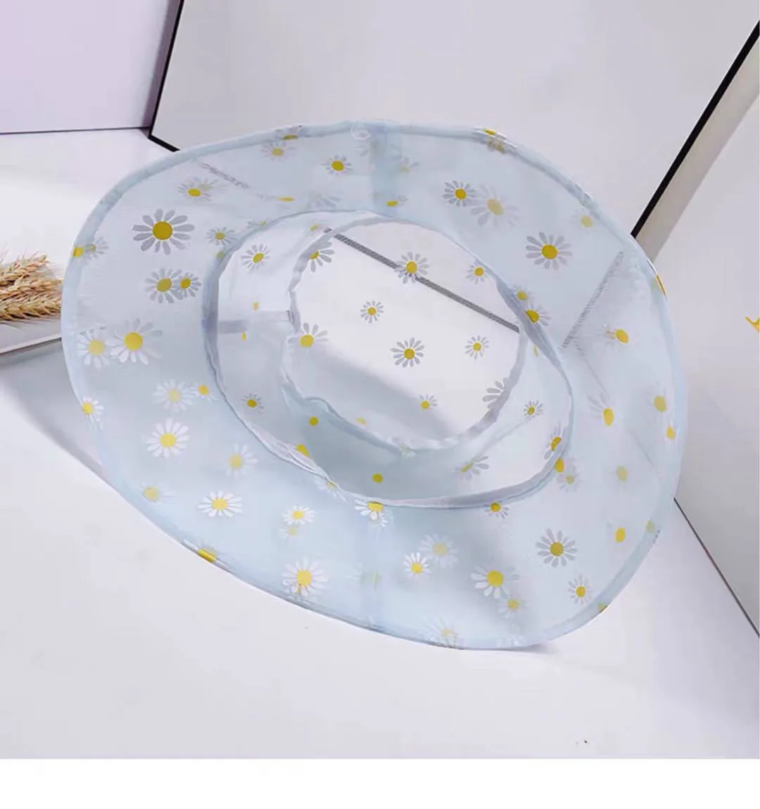 Панама женская прозрачная из органзы кружевная дышащая дорожная с маленькими