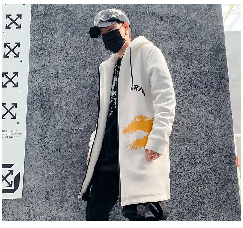 В стиле «хип-хоп» с Шерстяное пальто Для мужчин письмо Модные принты Harajuku ветровка для ночного клуба Пальто Повседневная Верхняя одежда